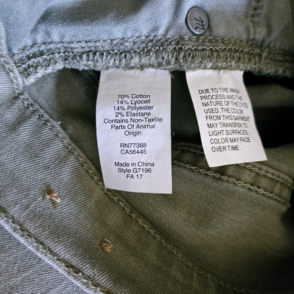 Madewell 9" High Rise Skinny Jeans Women's Olive Green Raw Hem Stretch Size 28 - Picture 12 of 13